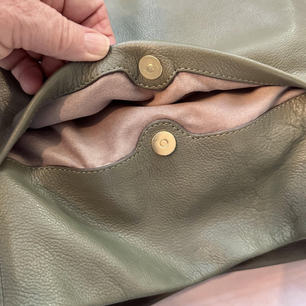 Vince Camuto Valda Leather Tote Bag Fig Leaf Green Crossbody Shoulder Hobo Bag‎ - Picture 4 of 16